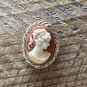 Elegant Cameo Brooch with Gold Accents